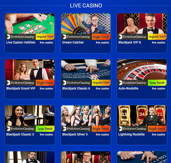 Some of the live dealer games that are available to users of the All British Casino website.